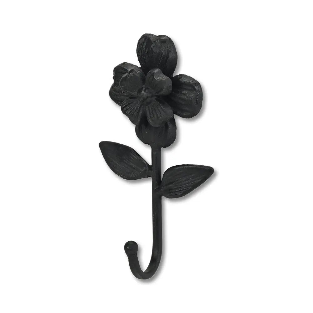 4" Black Cast Iron Flower Wall Hook - NOBLE HOME INTERIORS