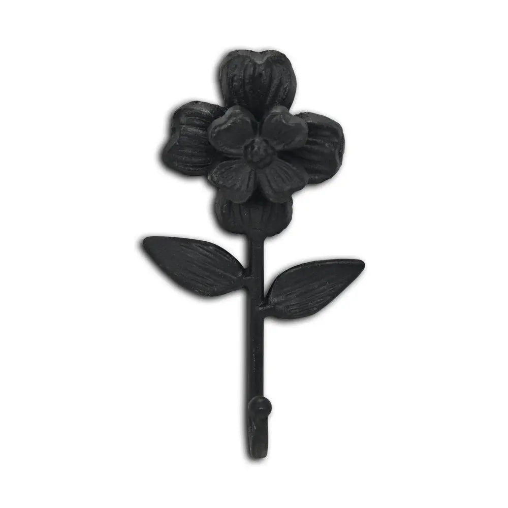 4" Black Cast Iron Flower Wall Hook - NOBLE HOME INTERIORS
