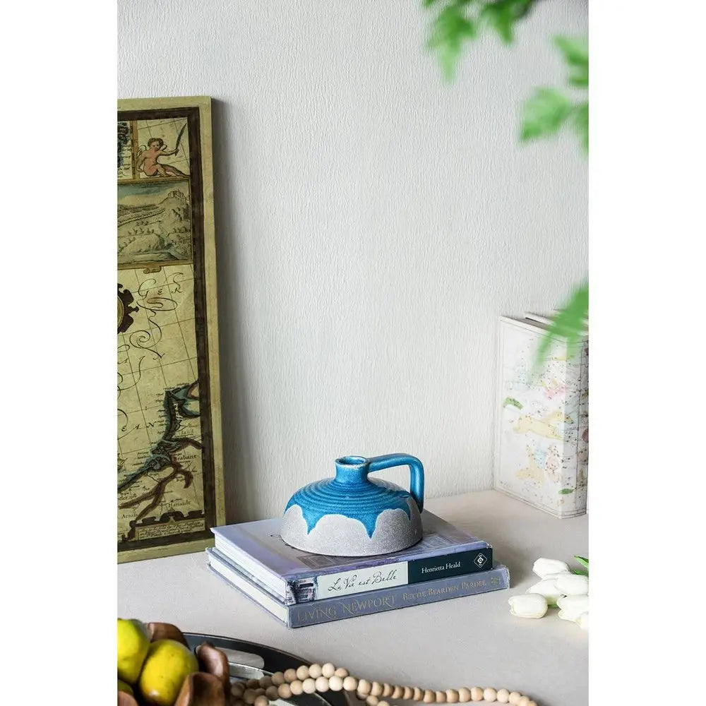 4" Blue and Gray Bud Ceramic Jug Vase With Does Not Apply - NOBLE HOME INTERIORS