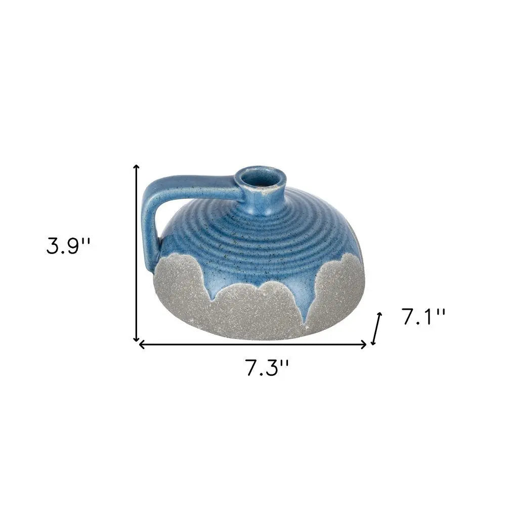 4" Blue and Gray Bud Ceramic Jug Vase With Does Not Apply - NOBLE HOME INTERIORS