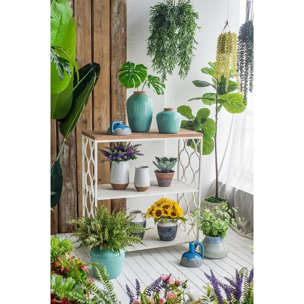 4" Blue and Gray Bud Ceramic Jug Vase With Does Not Apply - NOBLE HOME INTERIORS