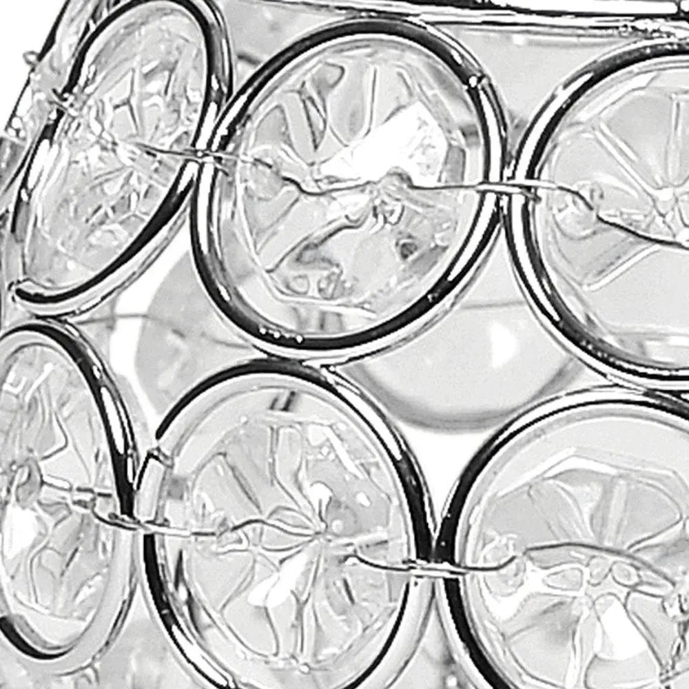 4" Clear And Silver Faux Crystal And Metal Round Table Vase - NOBLE HOME INTERIORS