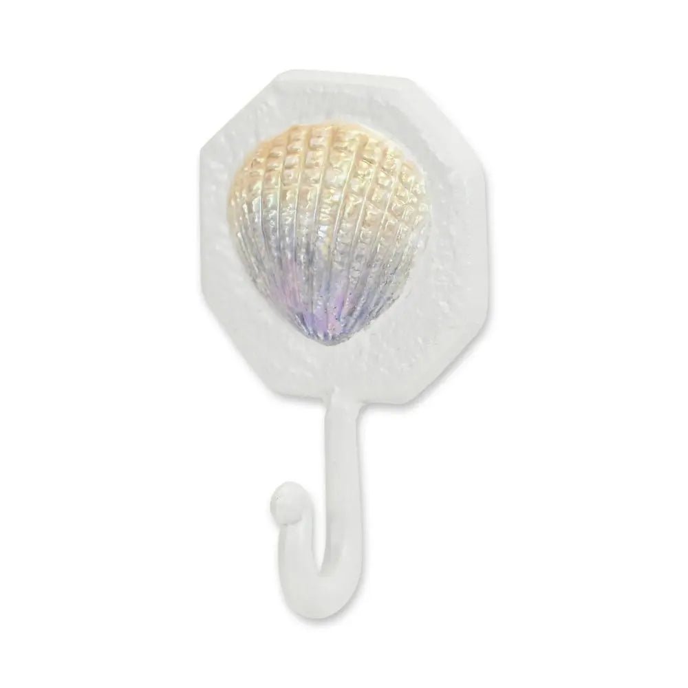 4" Cream And Pearl Cast Iron Seashell Wall Hook - NOBLE HOME INTERIORS