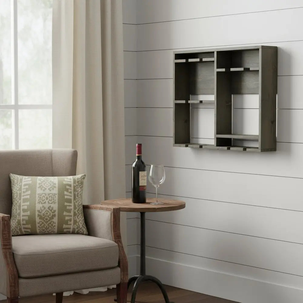 4" Gray Wood Entertainment Organizer - NOBLE HOME INTERIORS