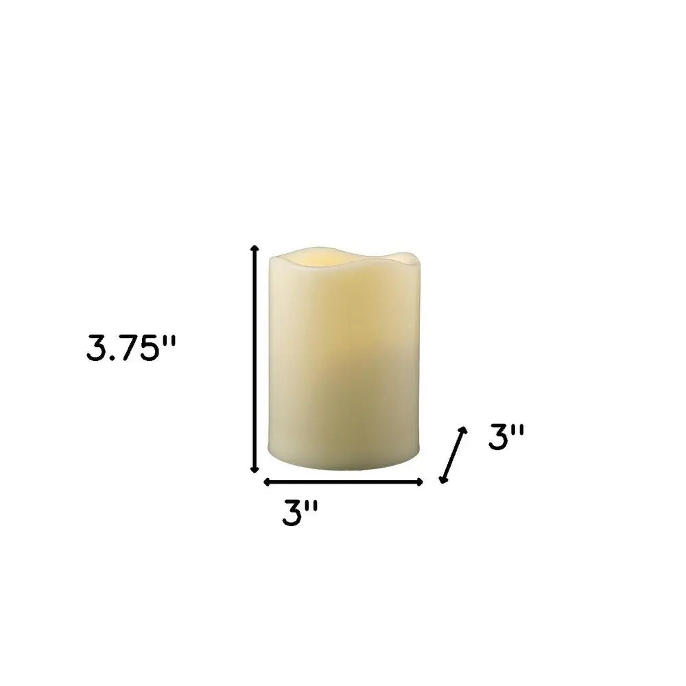 4" Ivory Flameless Indoor Outdoor Pillar Candle - NOBLE HOME INTERIORS