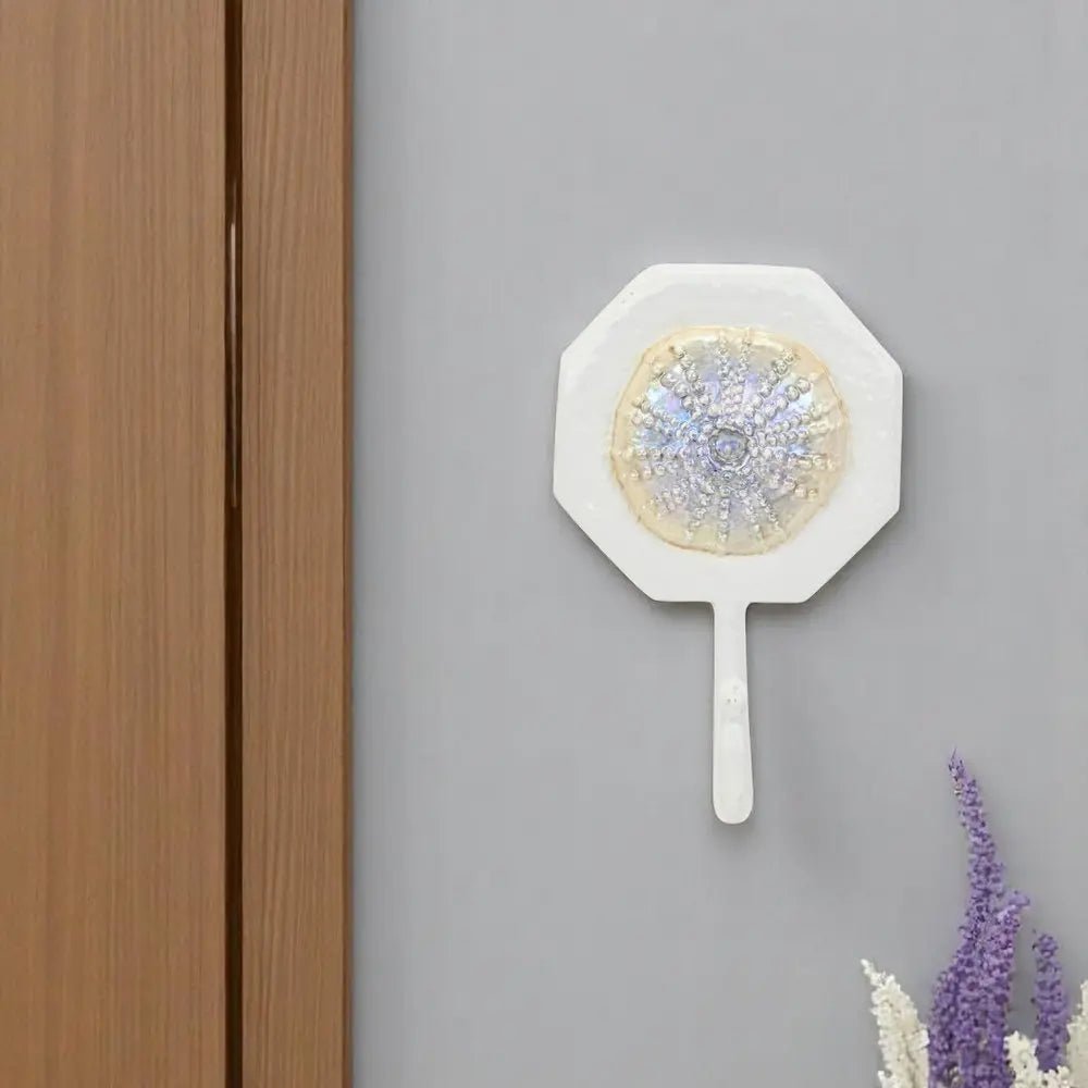 4" Pearl And White Cast Iron Sand Dollar Wall Hook - NOBLE HOME INTERIORS