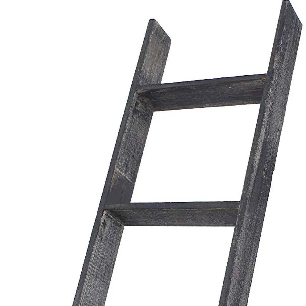 4 Step Blackwash Rustic Wood Ladder Shelf - NOBLE HOME INTERIORS