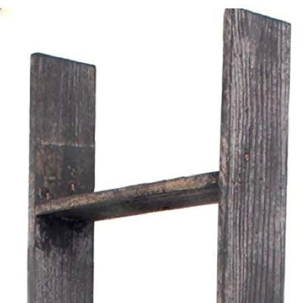 4 Step Rustic Black Wood Ladder Shelf - NOBLE HOME INTERIORS