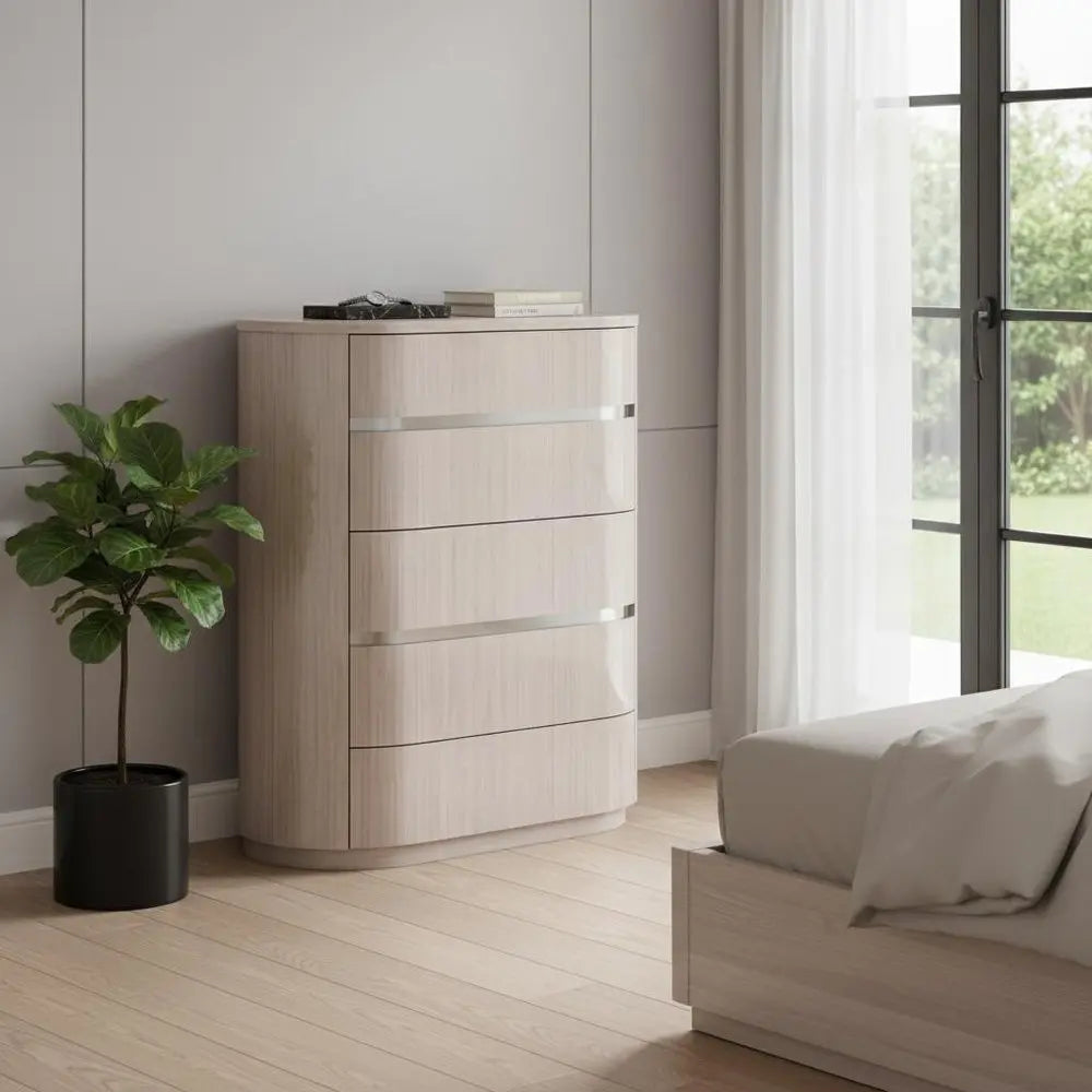 40" Beige Wood Four Drawer Gentlemens Chest - NOBLE HOME INTERIORS