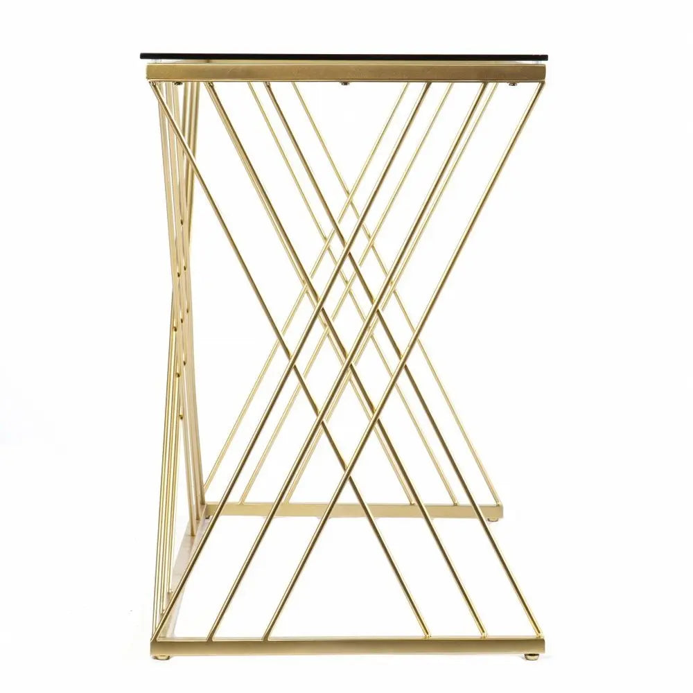 40" Clear and Gold Glass Writing Desk - NOBLE HOME INTERIORS