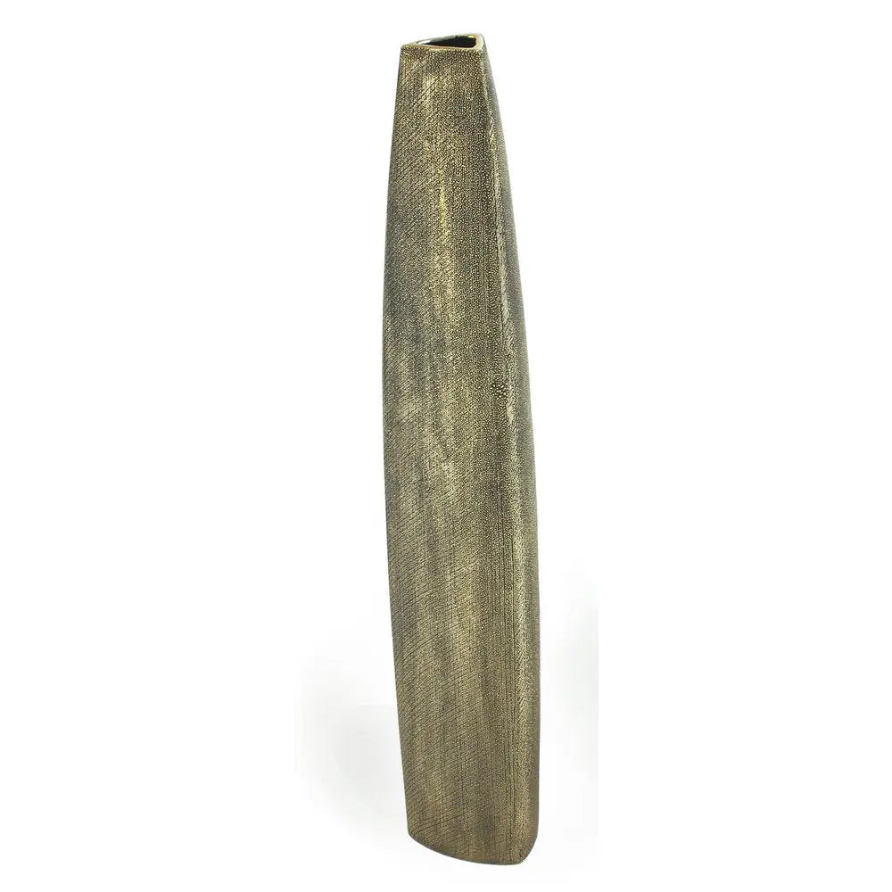 40" Gold Tapered Ceramic Floor Vase - NOBLE HOME INTERIORS
