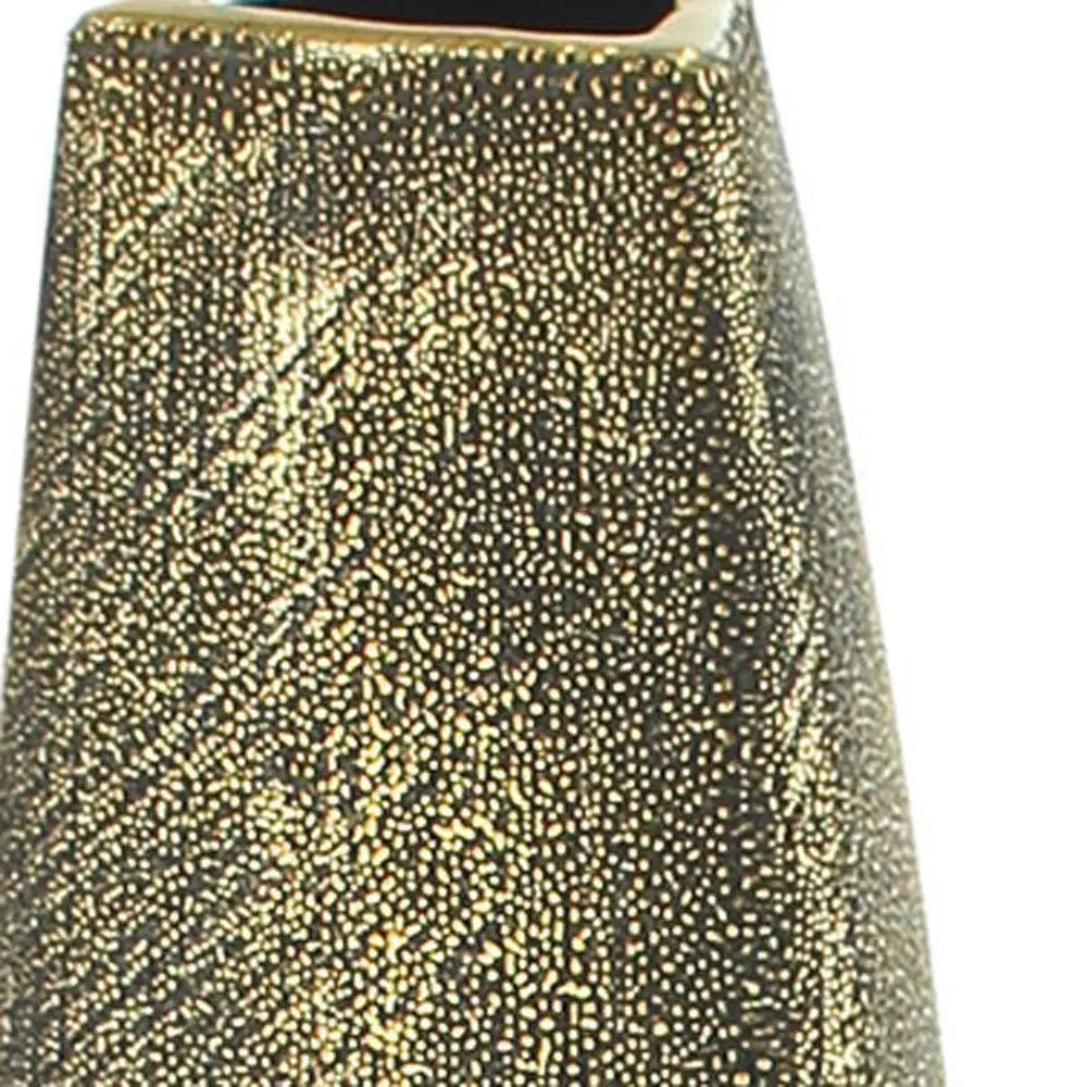 40" Gold Tapered Ceramic Floor Vase - NOBLE HOME INTERIORS