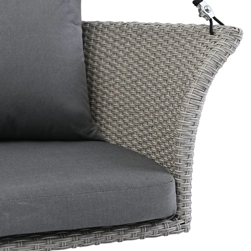 40" Gray Woven Rattan Outdoor Swing Chair with Gray Cushion - NOBLE HOME INTERIORS