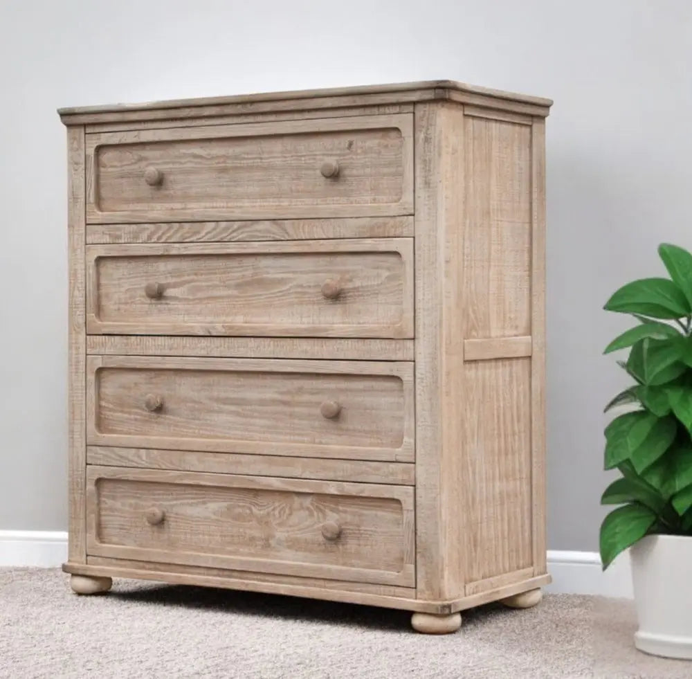 40" Natural Solid Wood Four Drawer Chest - NOBLE HOME INTERIORS