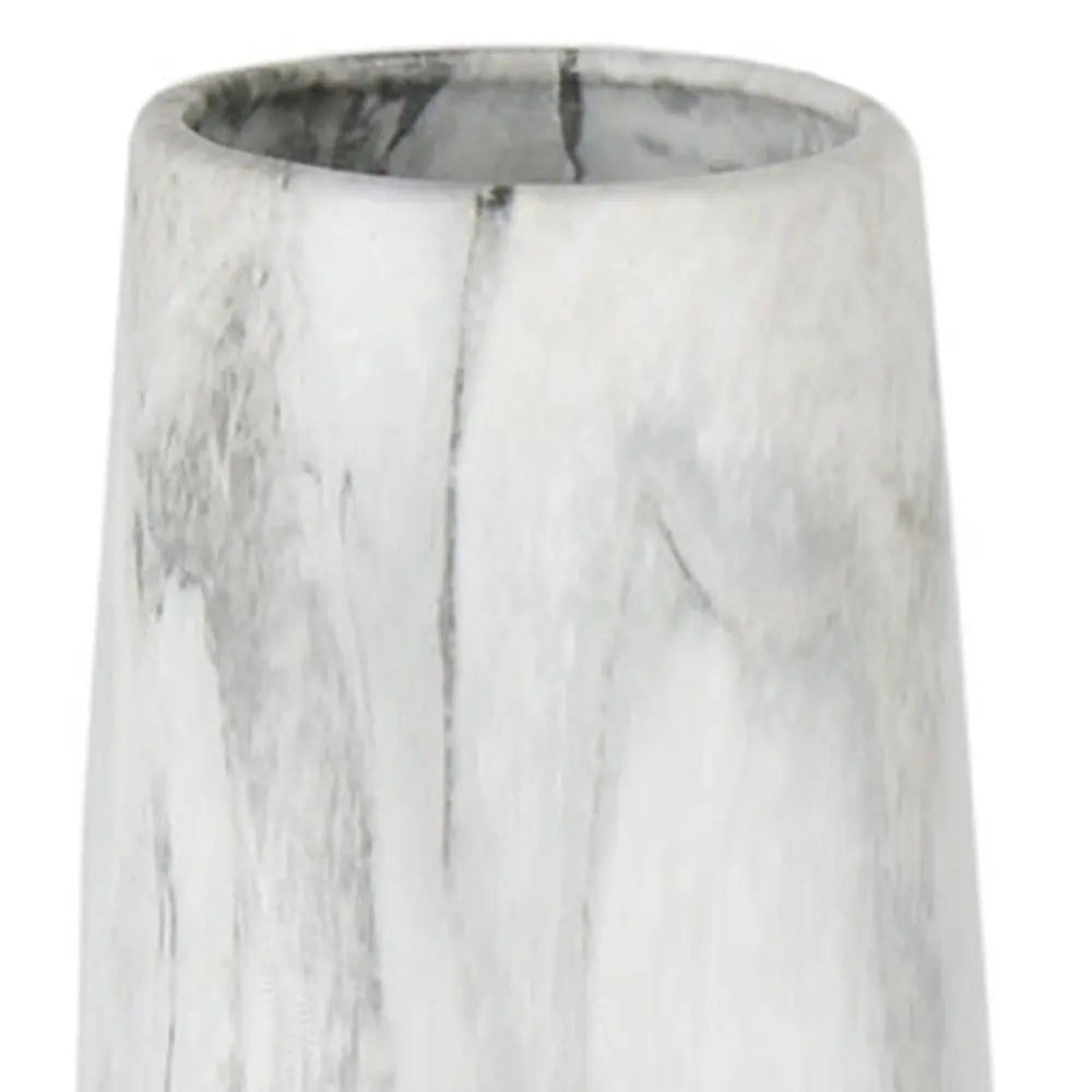 40" White Faux Marble Tapered Ceramic Floor Vase - NOBLE HOME INTERIORS