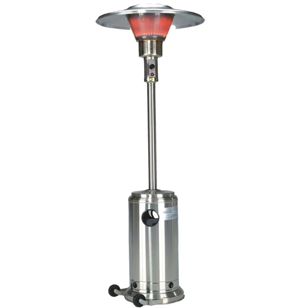 40000 BTU Silver Steel Propane Cylindrical Pole Standing Patio Heater - NOBLE HOME INTERIORS