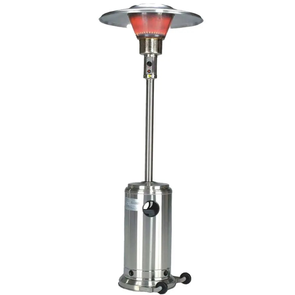 40000 BTU Silver Steel Propane Cylindrical Pole Standing Patio Heater - NOBLE HOME INTERIORS