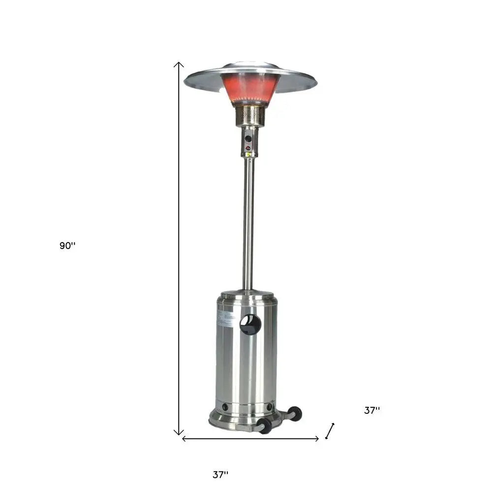40000 BTU Silver Steel Propane Cylindrical Pole Standing Patio Heater - NOBLE HOME INTERIORS