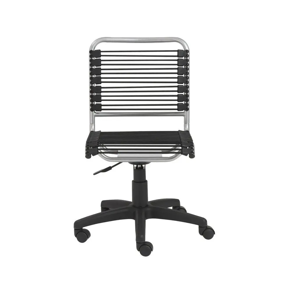 Black and Silver Adjustable Swivel Bungee Rolling Office Chair HomeRoots