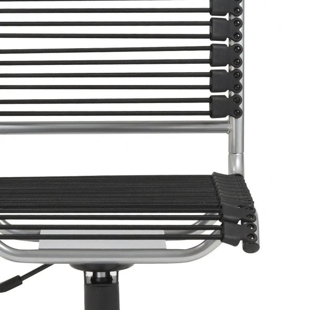 Black and Silver Adjustable Swivel Bungee Rolling Office Chair HomeRoots