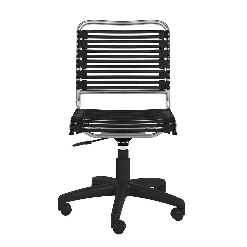 Black and Silver Adjustable Swivel Bungee Rolling Office Chair HomeRoots