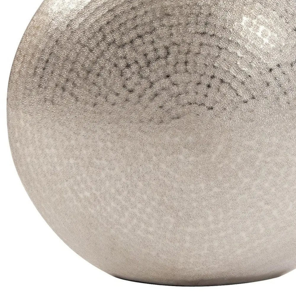 14" Silver Hammered Round Aluminum Table Vase HomeRoots
