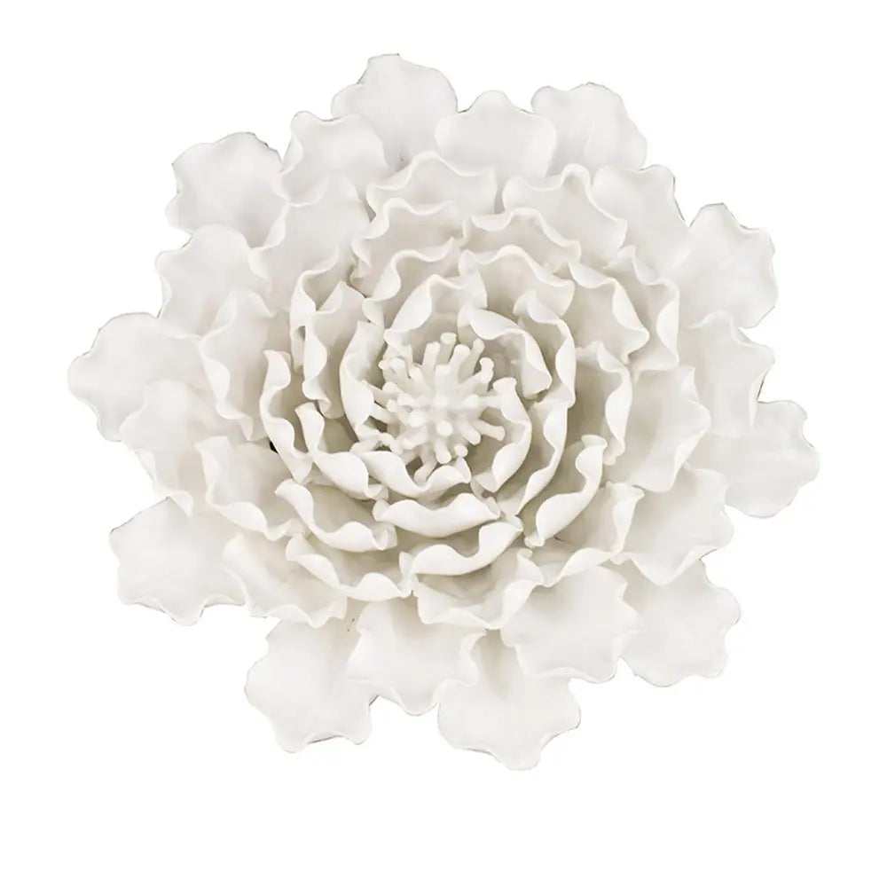 9" Off White Ceramic Flower Hanging Dimensional Sculpture HomeRoots