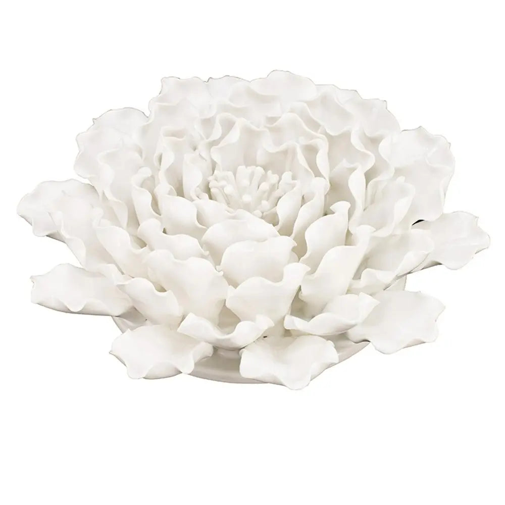 9" Off White Ceramic Flower Hanging Dimensional Sculpture HomeRoots