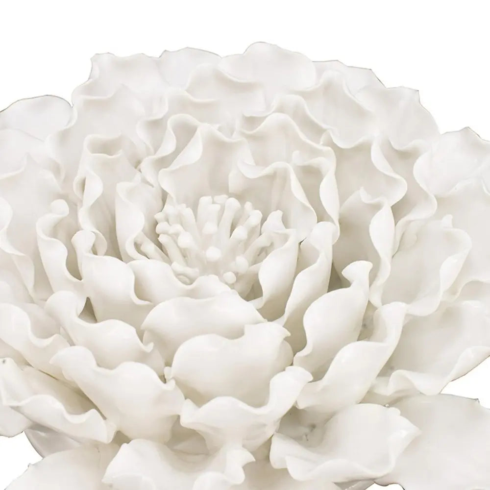 9" Off White Ceramic Flower Hanging Dimensional Sculpture HomeRoots