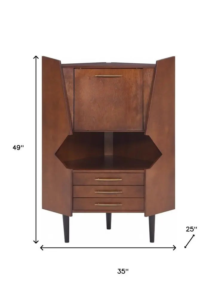 Cosmo Brown and Black Corner Bar Cabinet HomeRoots