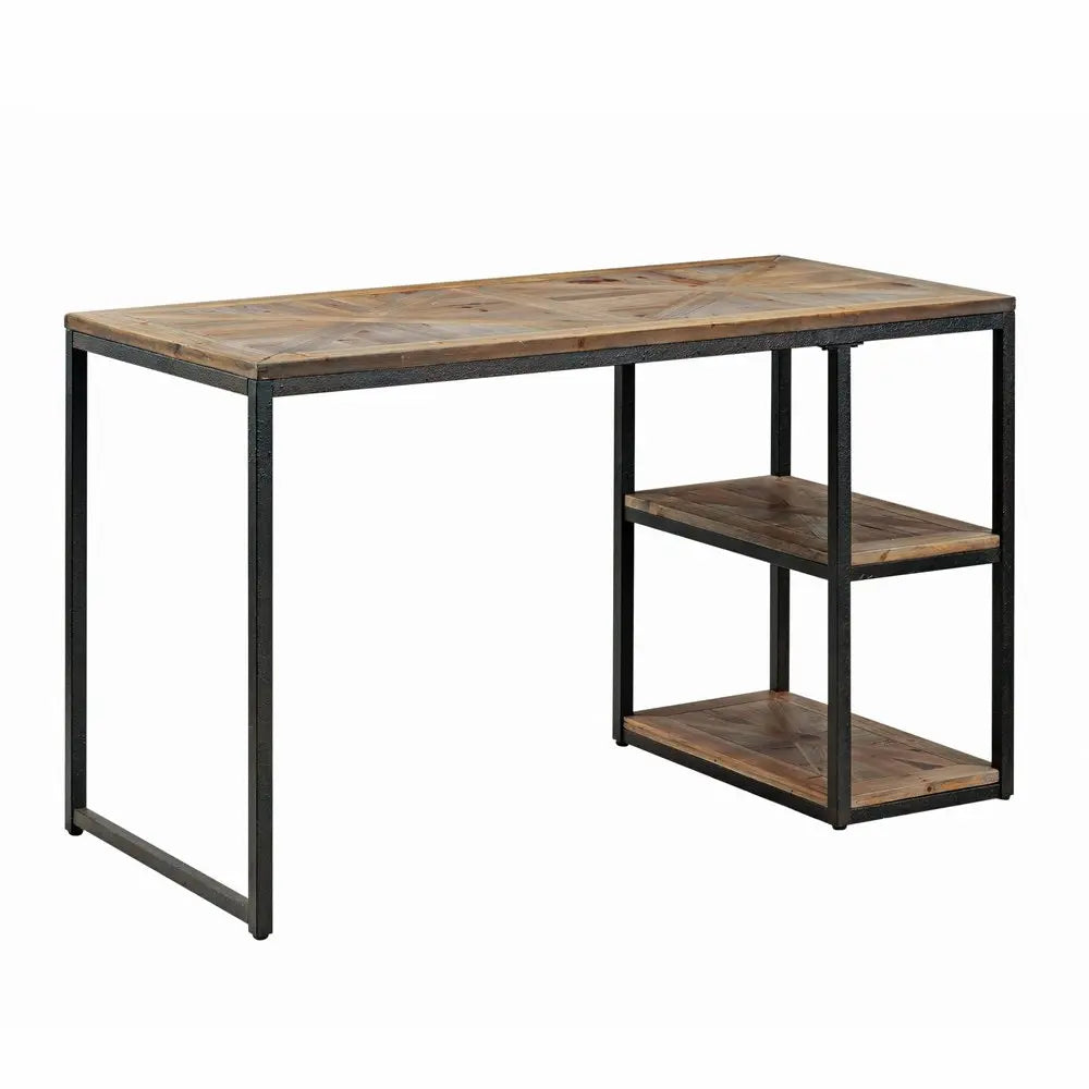 50" Brown and Black Solid Wood Writing Desk HomeRoots