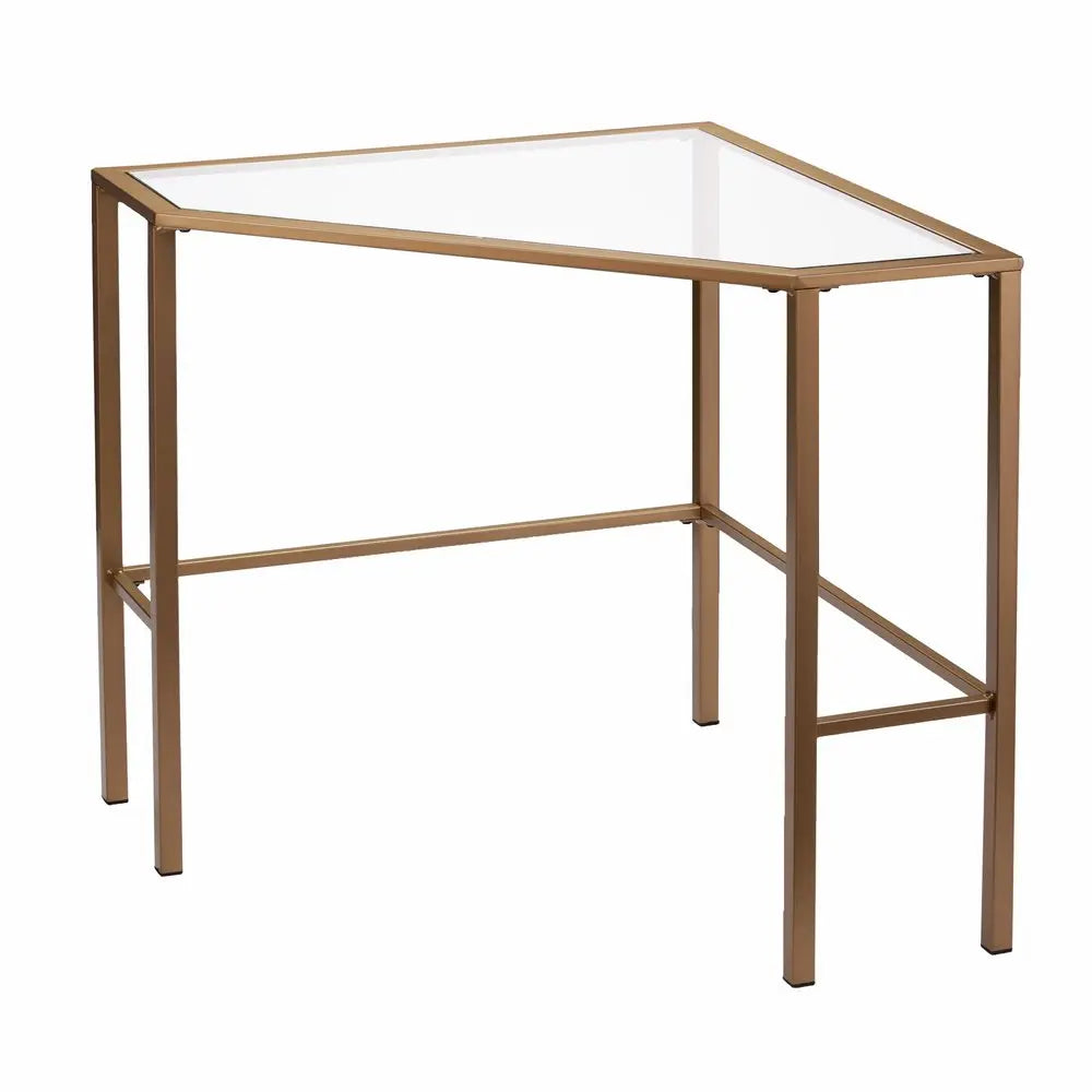 42" Clear and Gold Glass Writing Desk HomeRoots