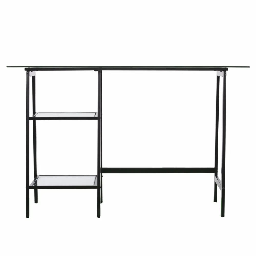 46" Clear and Black Glass Writing Desk HomeRoots