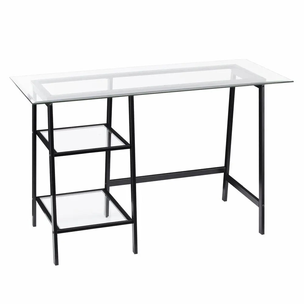 46" Clear and Black Glass Writing Desk HomeRoots