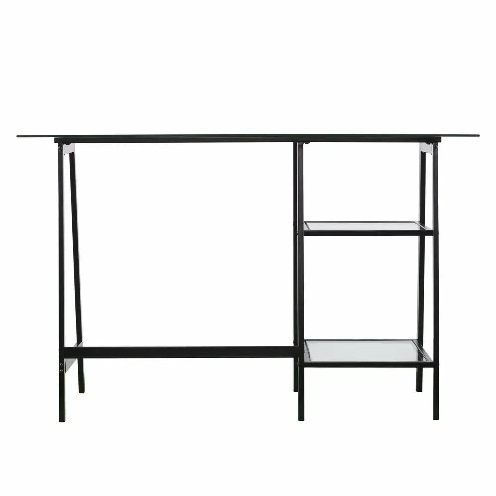 46" Clear and Black Glass Writing Desk HomeRoots