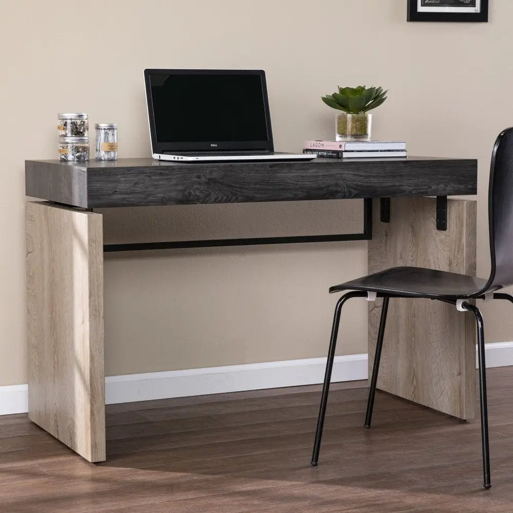 45" Black and Brown Writing Desk HomeRoots