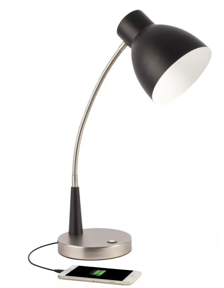 Black Matte and Silver LED Adjustable Desk Lamp HomeRoots