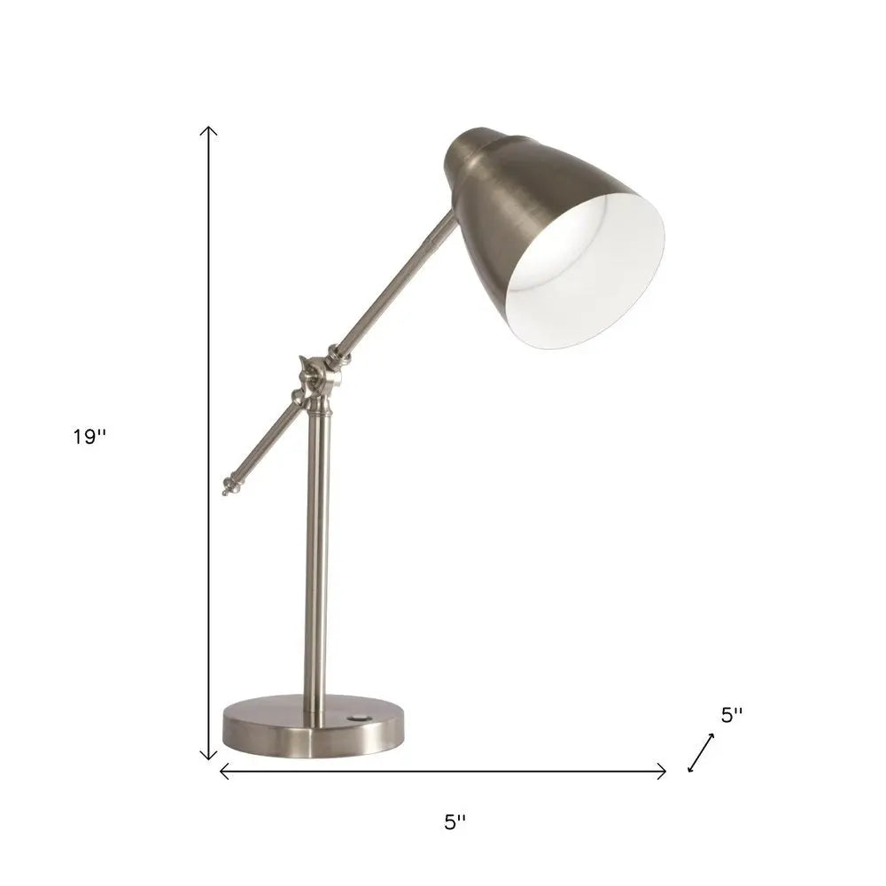 Brushed Silver LED Adjustable Desk Lamp HomeRoots