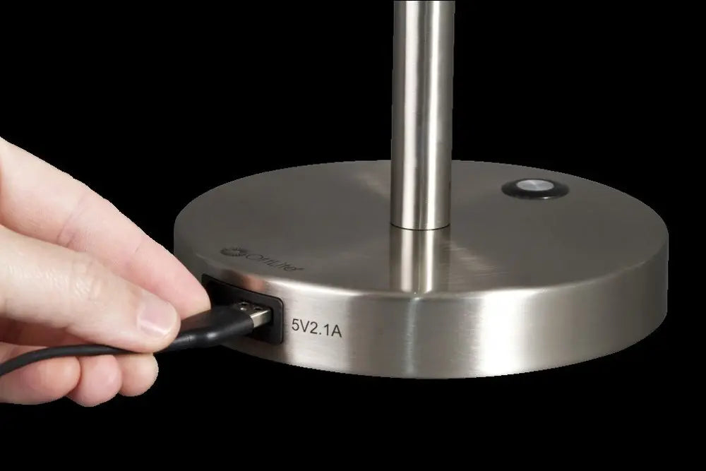 Brushed Silver LED Adjustable Desk Lamp HomeRoots