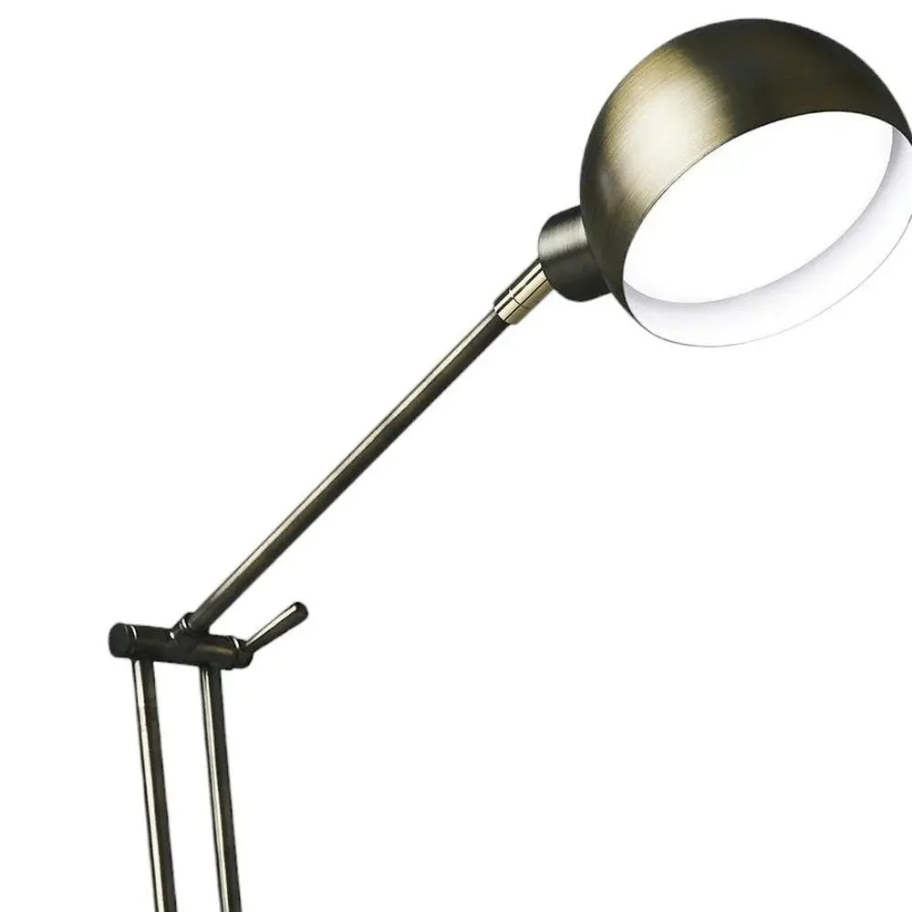 18" Antiqued Bronze Adjustable Swing Arm Desk Lamp USB With Antiqued Bronze Shade HomeRoots