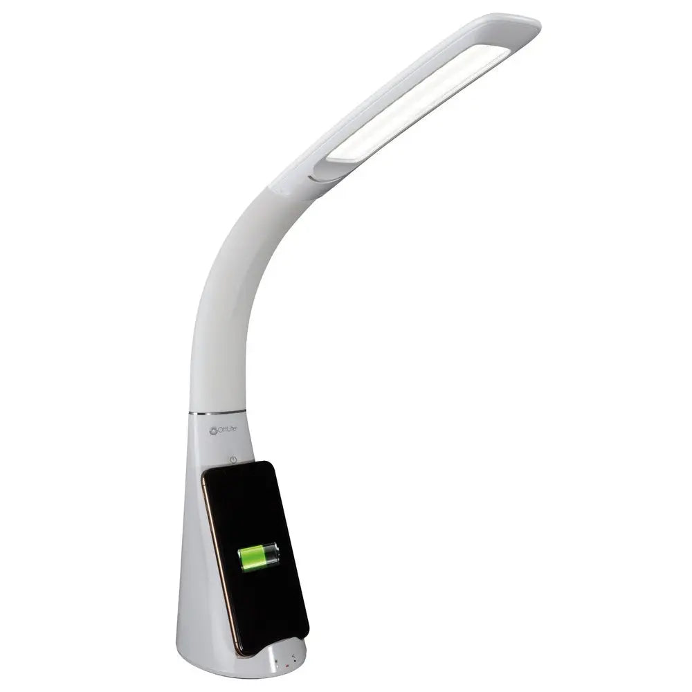 Contemporary White Sanitizing and Charging LED Desk Lamp HomeRoots