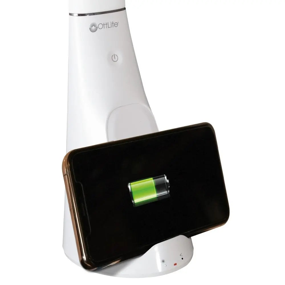 Contemporary White Sanitizing and Charging LED Desk Lamp HomeRoots