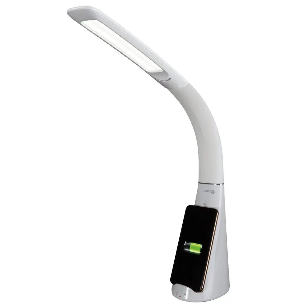Contemporary White Sanitizing and Charging LED Desk Lamp HomeRoots