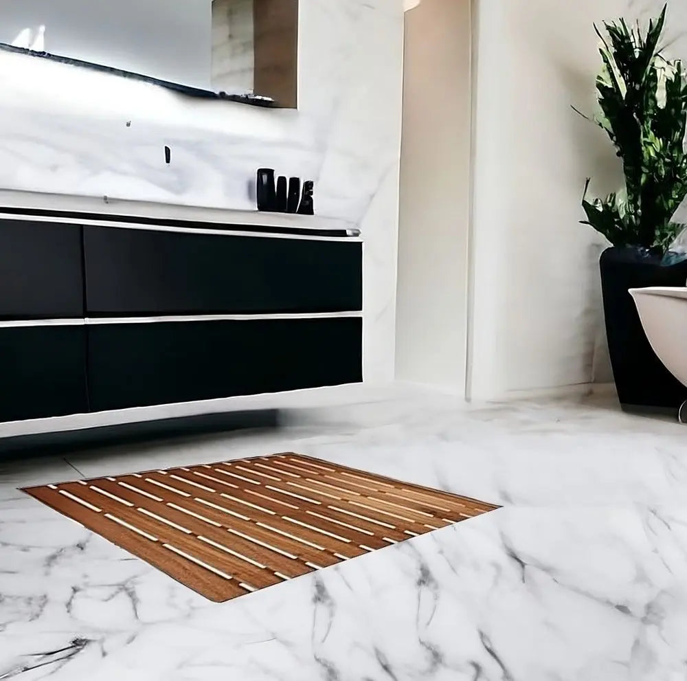 25" Premium Teak Shower Bath Mat HomeRoots