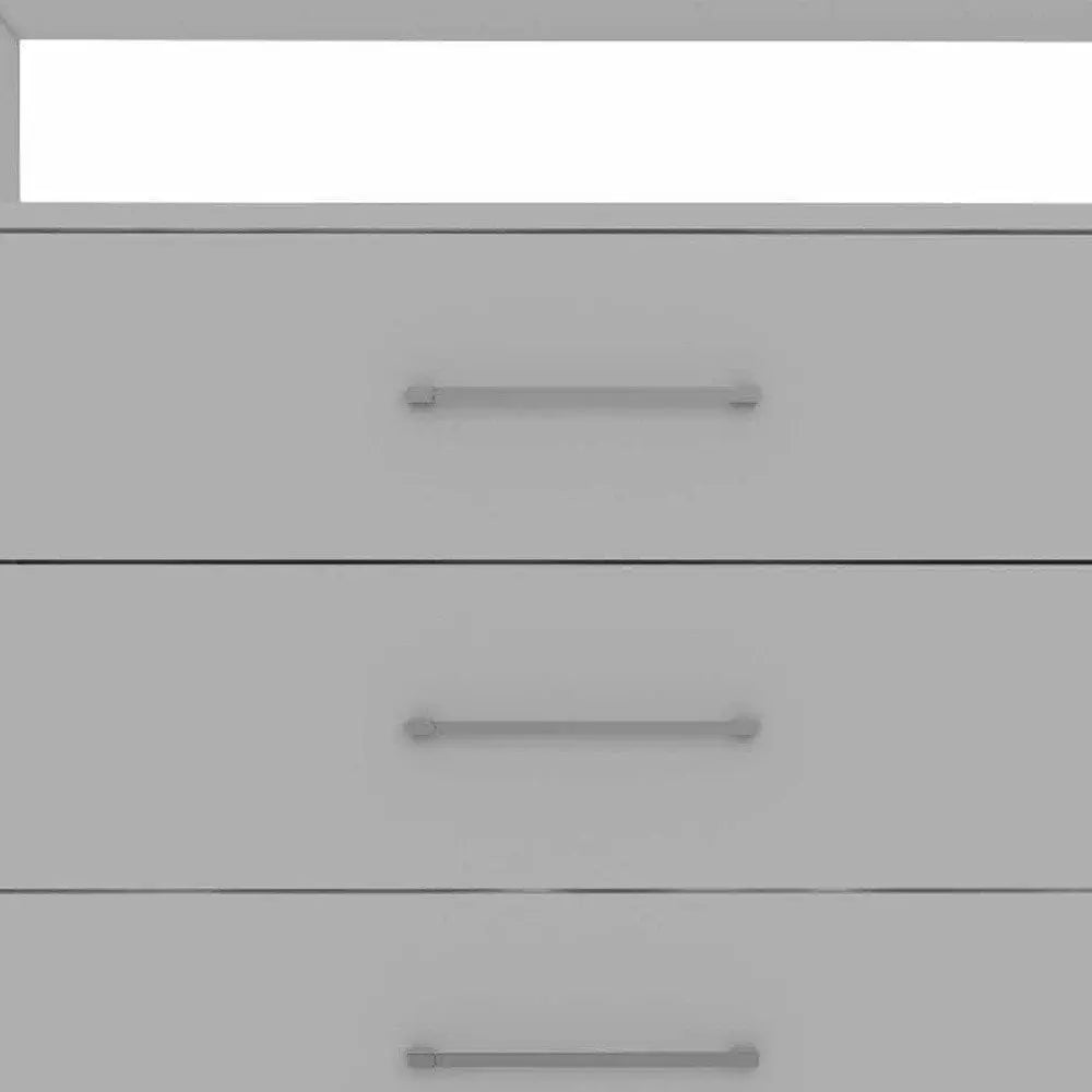 Modern White Four Drawer Dresser with Hutch HomeRoots