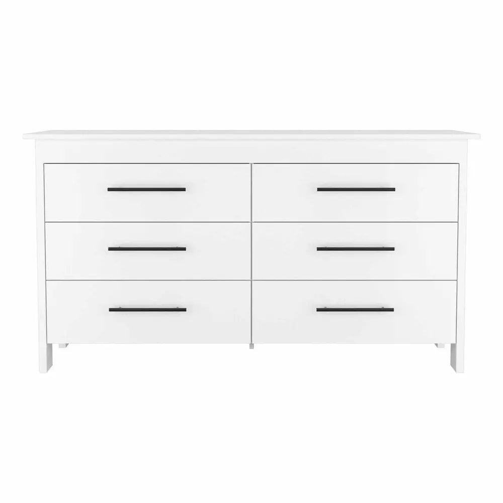 59" White Six Drawer Double Dresser HomeRoots