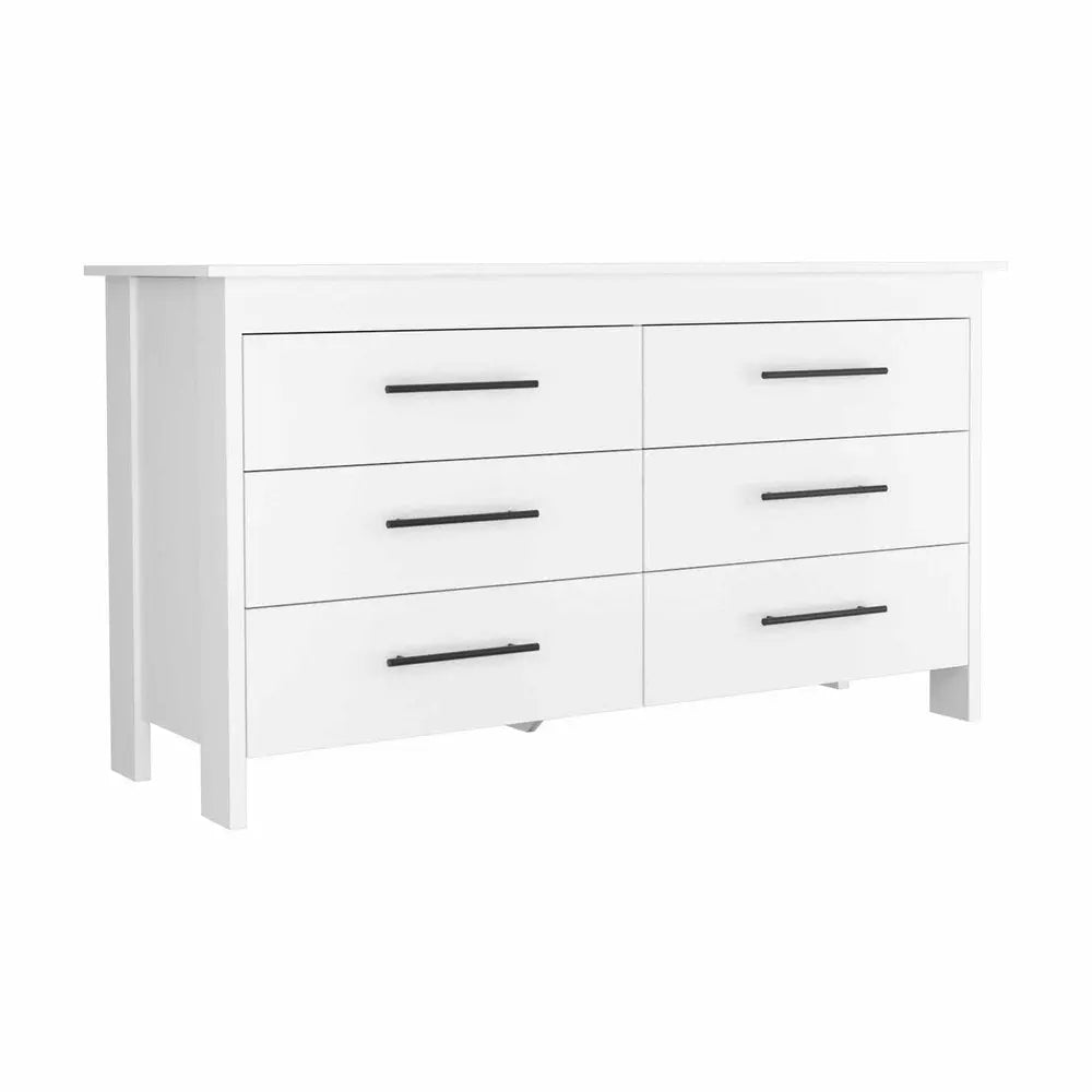 59" White Six Drawer Double Dresser HomeRoots