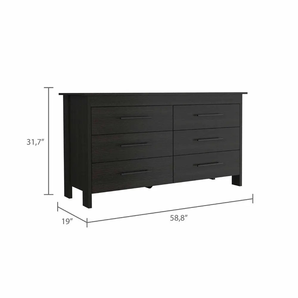 59" White Six Drawer Double Dresser HomeRoots