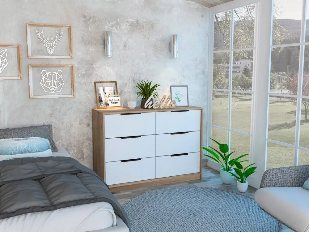 42" Brown and White Four Drawer Dresser HomeRoots