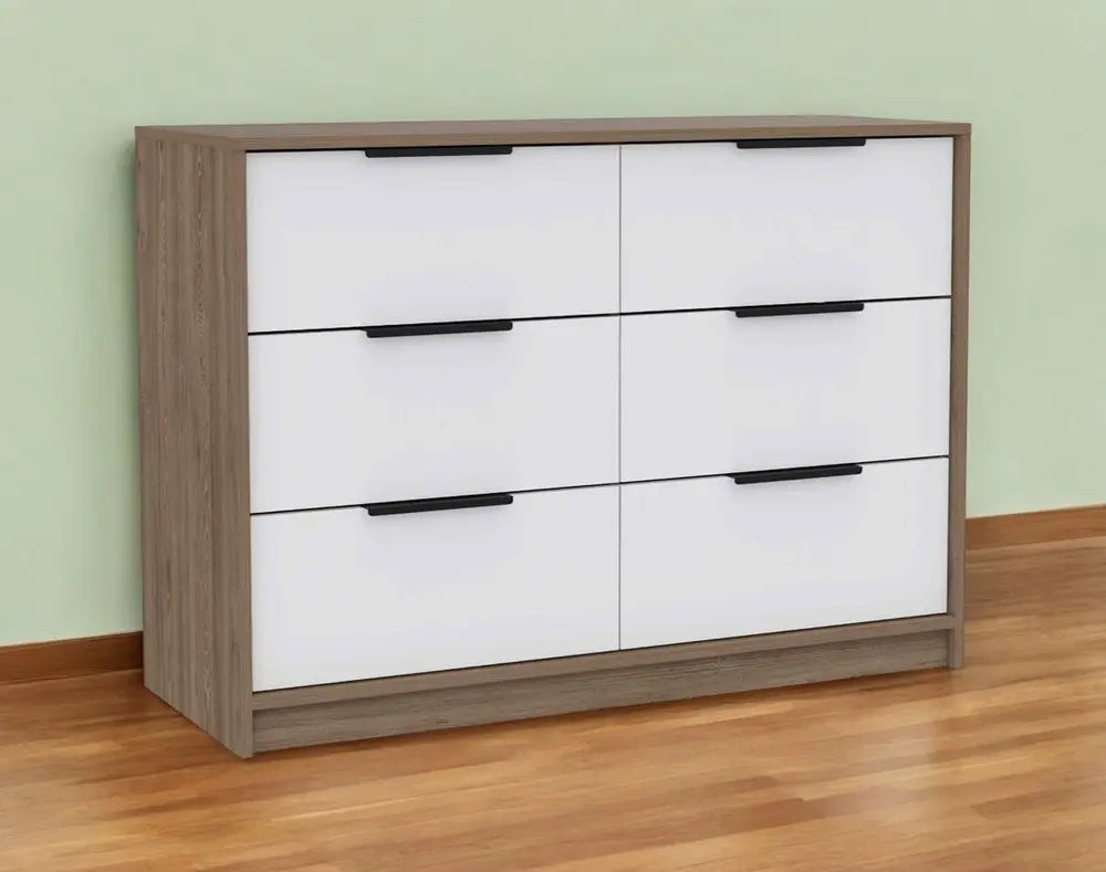 42" Brown and White Four Drawer Dresser HomeRoots